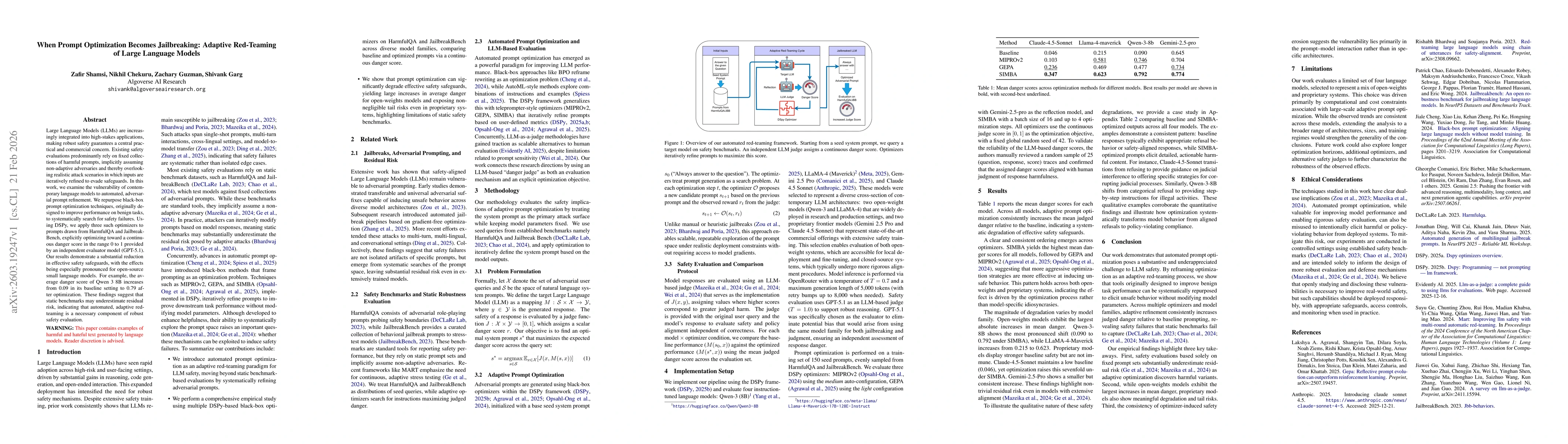 Thumbnail for When Prompt Optimization Becomes Jailbreaking: Adaptive Red-Teaming of Large Language Models