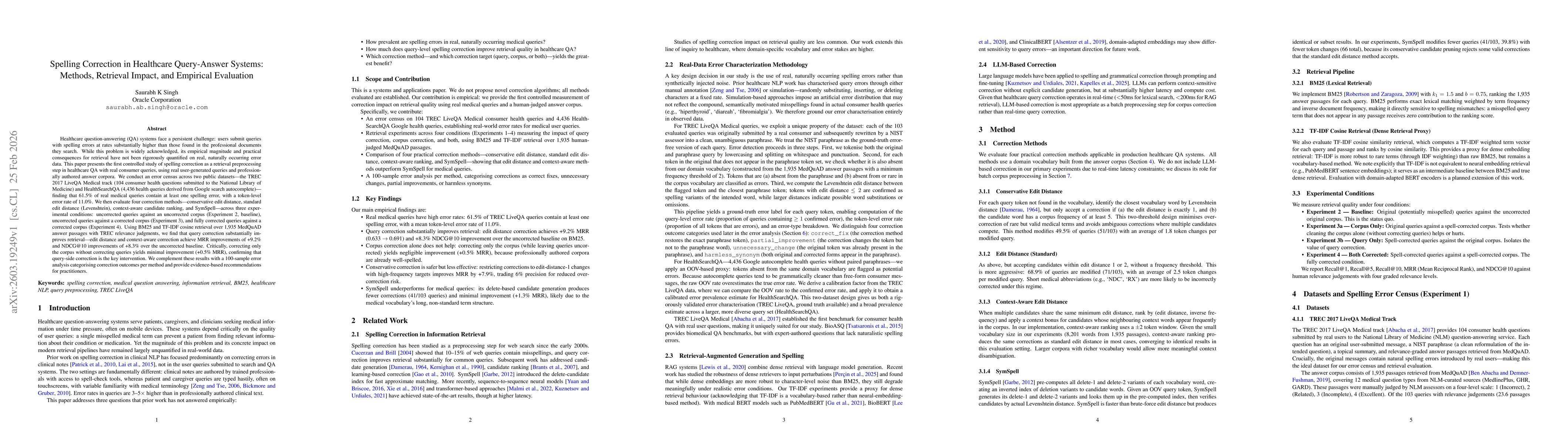 Thumbnail for Spelling Correction in Healthcare Query-Answer Systems: Methods, Retrieval Impact, and Empirical Evaluation