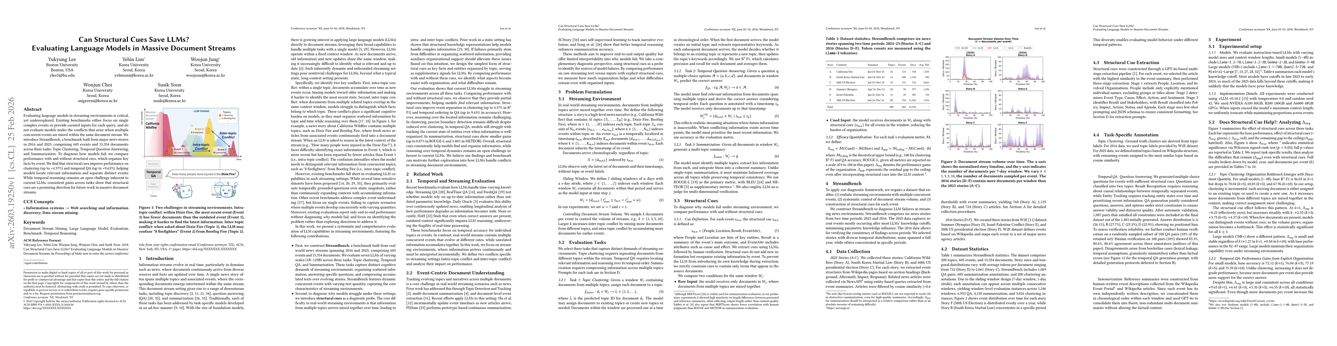 Thumbnail for Can Structural Cues Save LLMs? Evaluating Language Models in Massive Document Streams