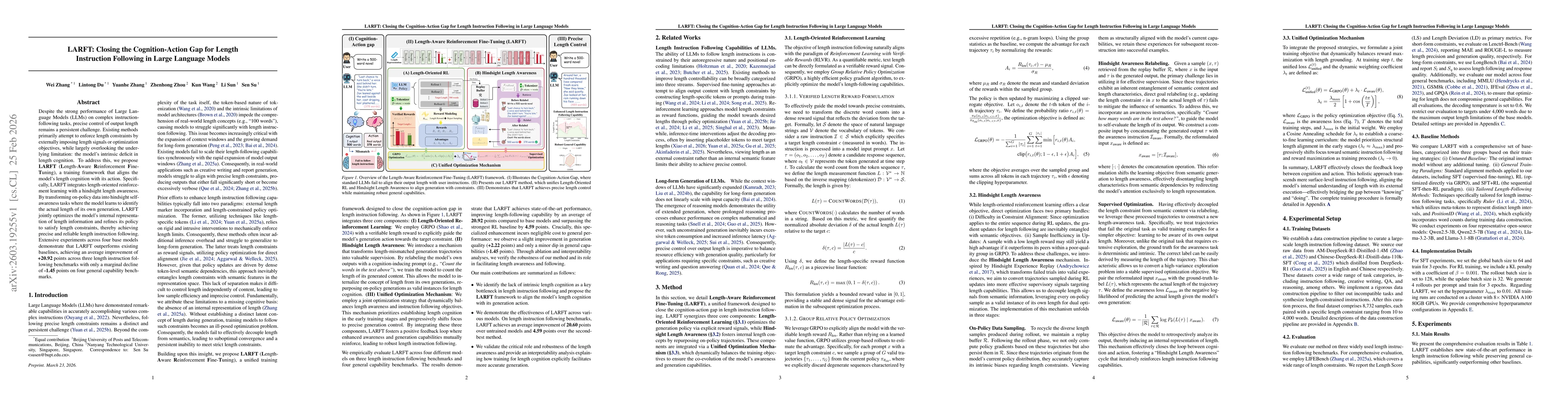 Thumbnail for LARFT: Closing the Cognition-Action Gap for Length Instruction Following in Large Language Models