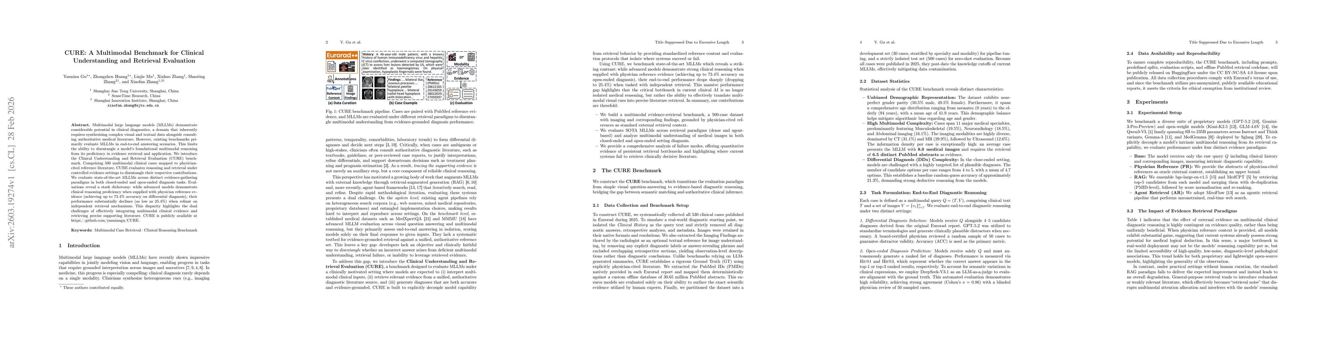 Thumbnail for CURE: A Multimodal Benchmark for Clinical Understanding and Retrieval Evaluation
