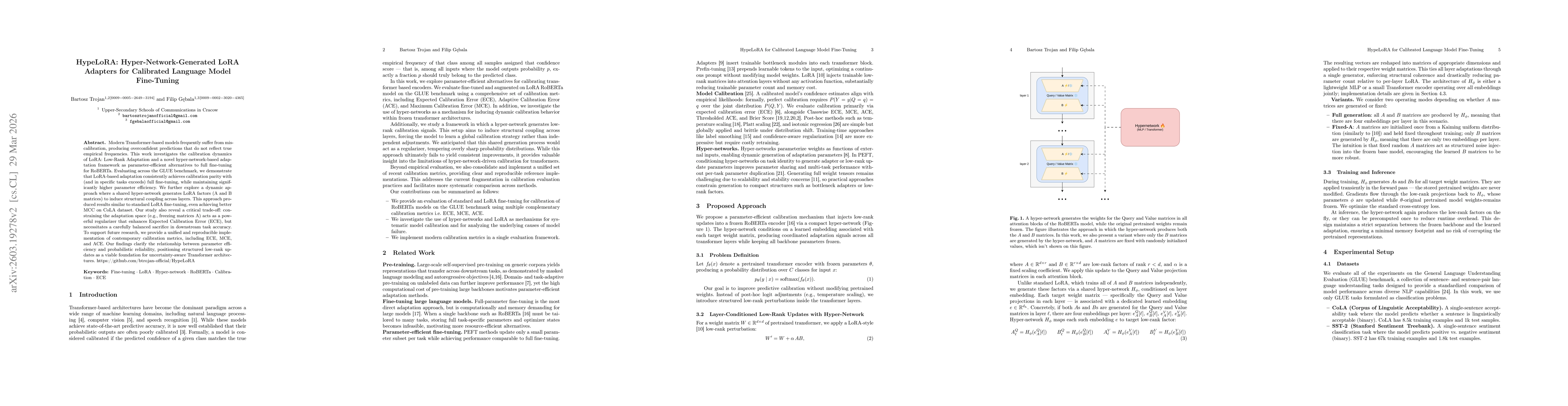 Thumbnail for HypeLoRA: Hyper-Network-Generated LoRA Adapters for Calibrated Language Model Fine-Tuning