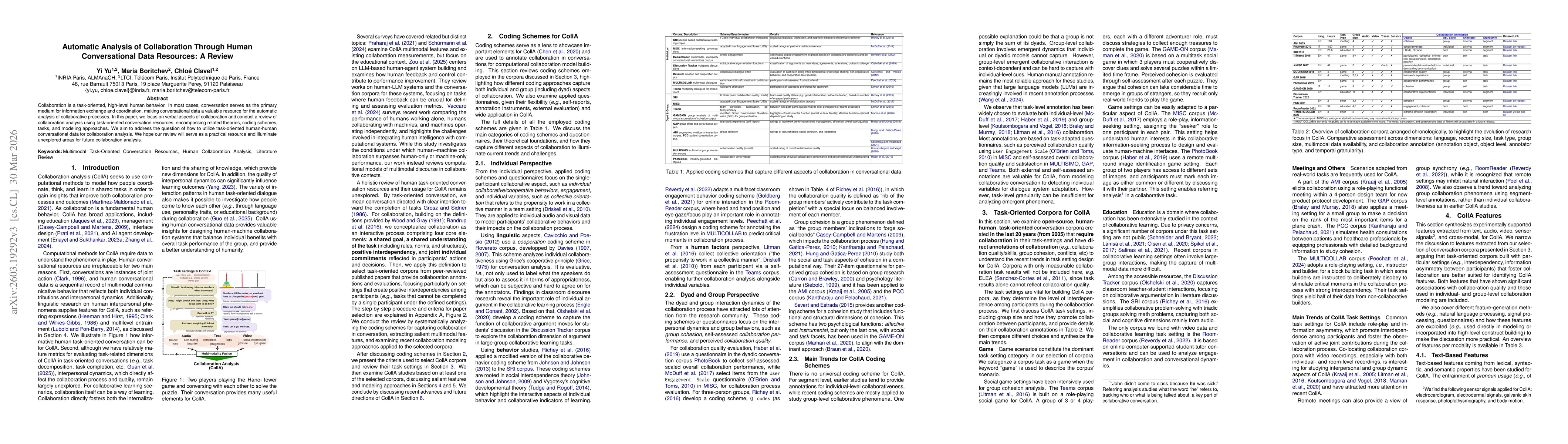 Thumbnail for Automatic Analysis of Collaboration Through Human Conversational Data Resources: A Review