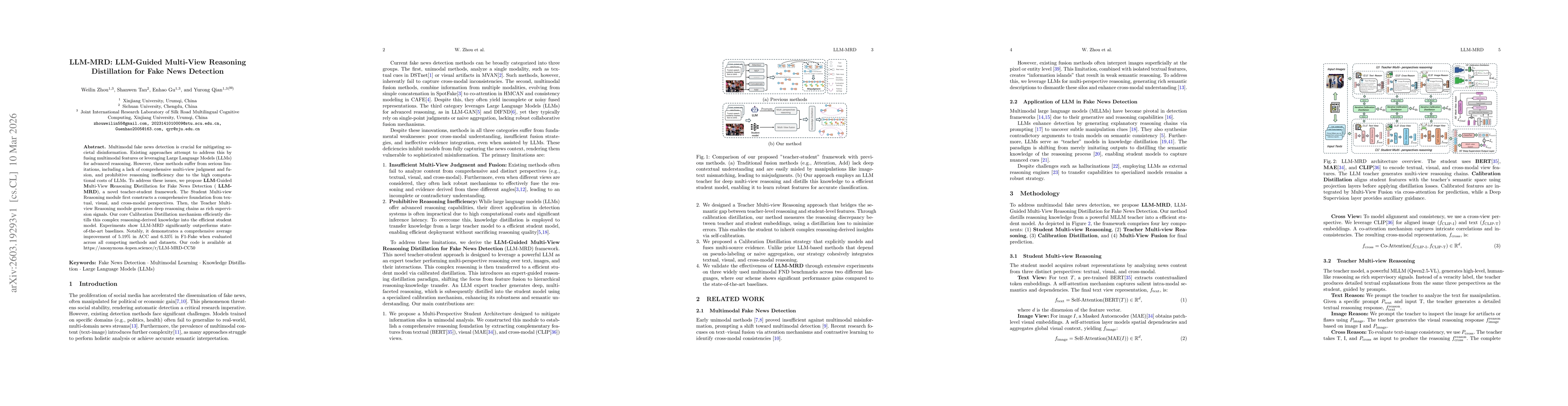 Thumbnail for LLM-MRD: LLM-Guided Multi-View Reasoning Distillation for Fake News Detection