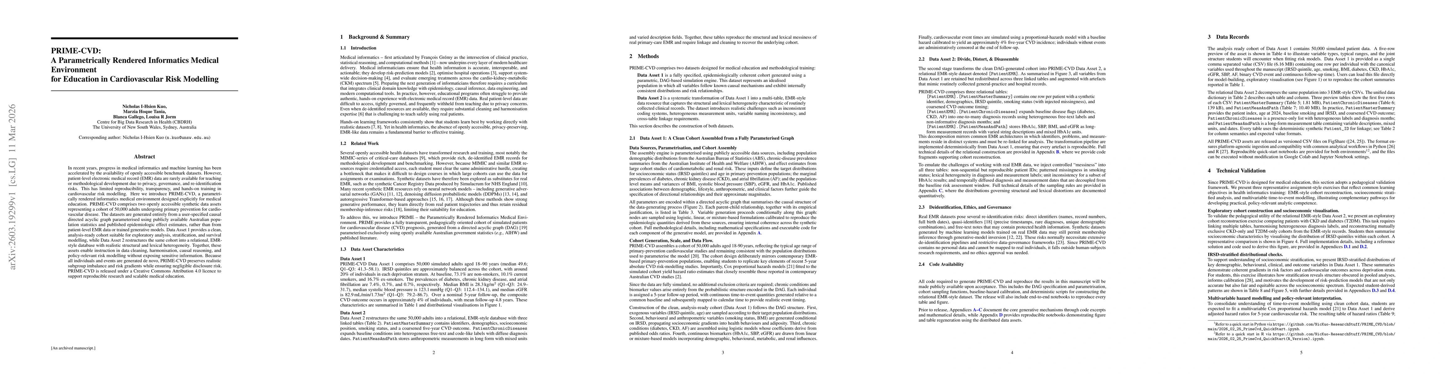 Thumbnail for PRIME-CVD: A Parametrically Rendered Informatics Medical Environment for Education in Cardiovascular Risk Modelling