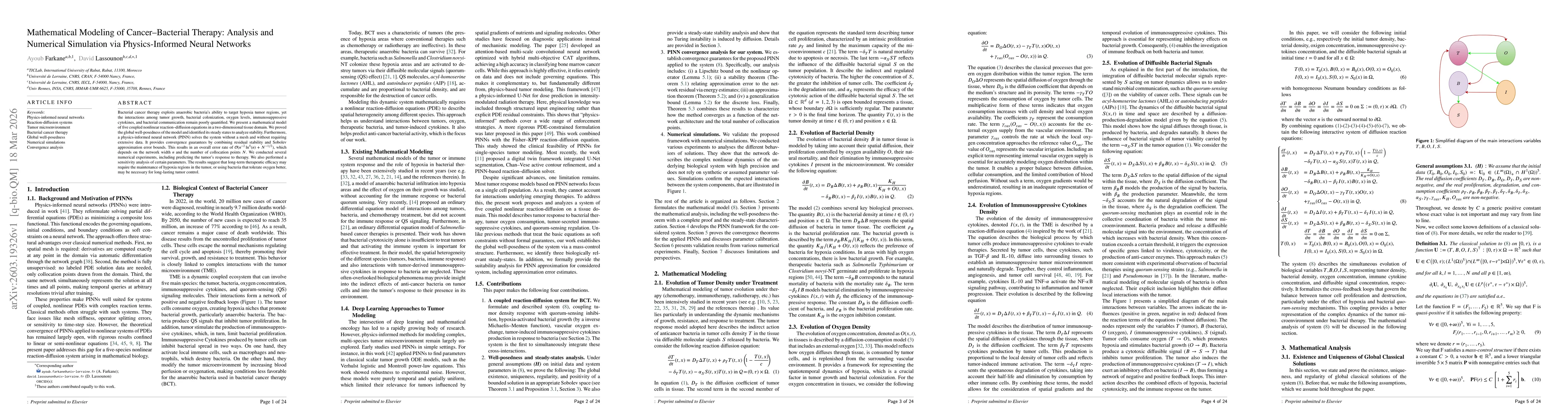 Thumbnail for Mathematical Modeling of Cancer-Bacterial Therapy: Analysis and Numerical Simulation via Physics-Informed Neural Networks