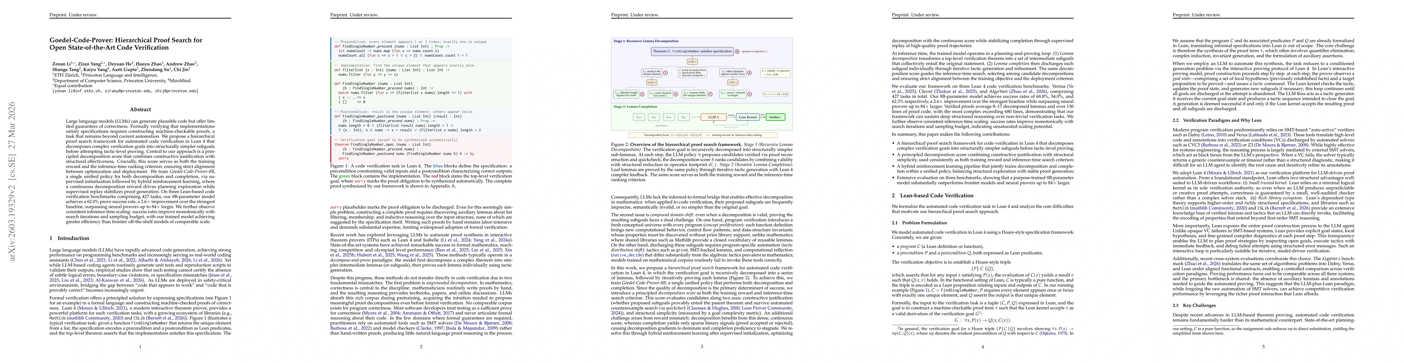 Thumbnail for Goedel-Code-Prover: Hierarchical Proof Search for Open State-of-the-Art Code Verification