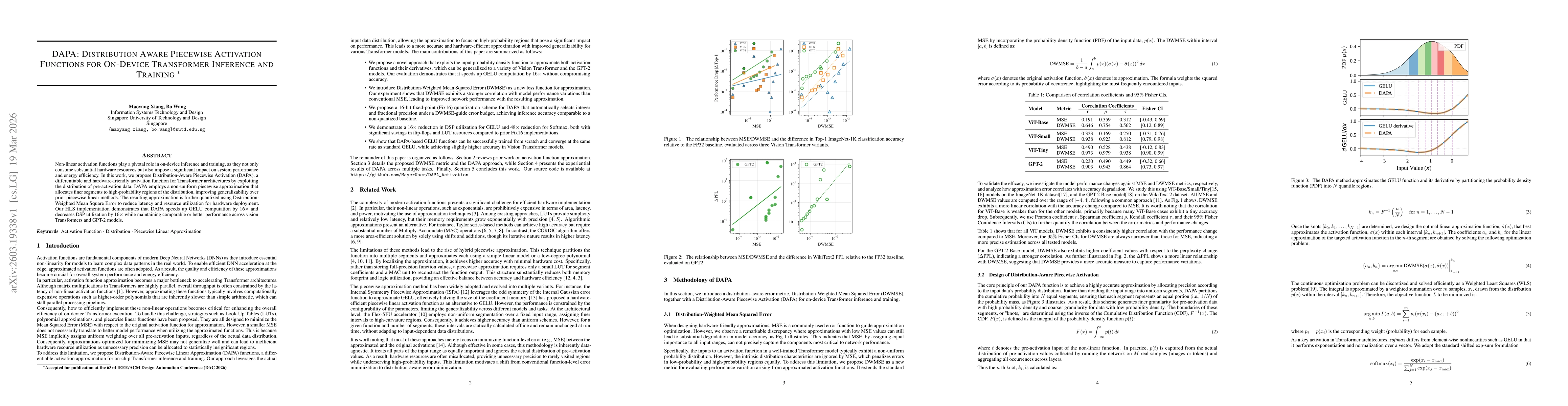 Thumbnail for DAPA: Distribution Aware Piecewise Activation Functions for On-Device Transformer Inference and Training