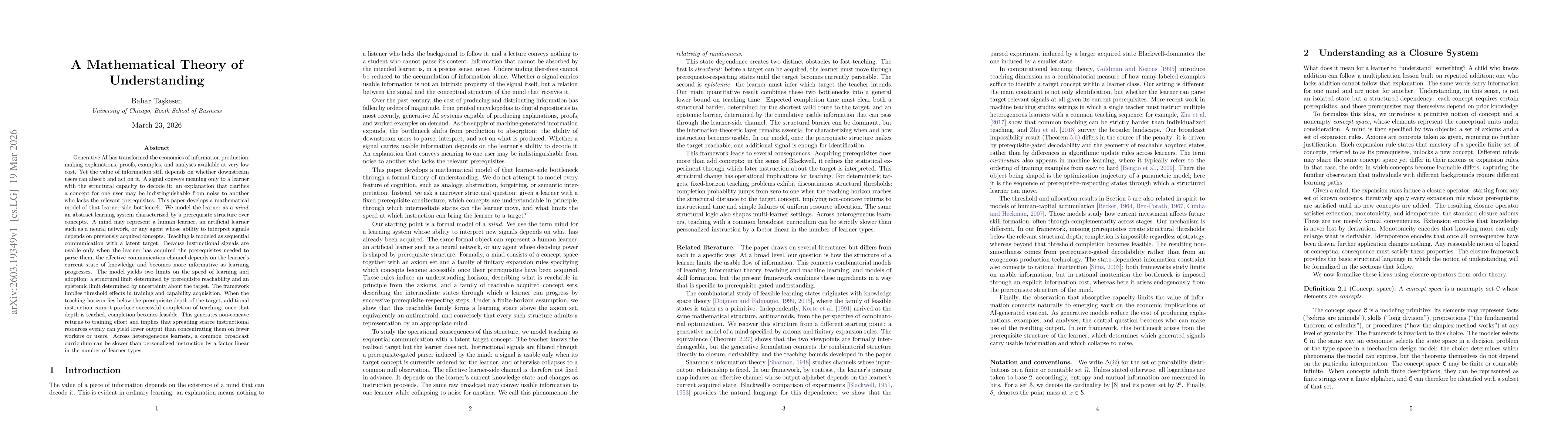 Thumbnail for A Mathematical Theory of Understanding