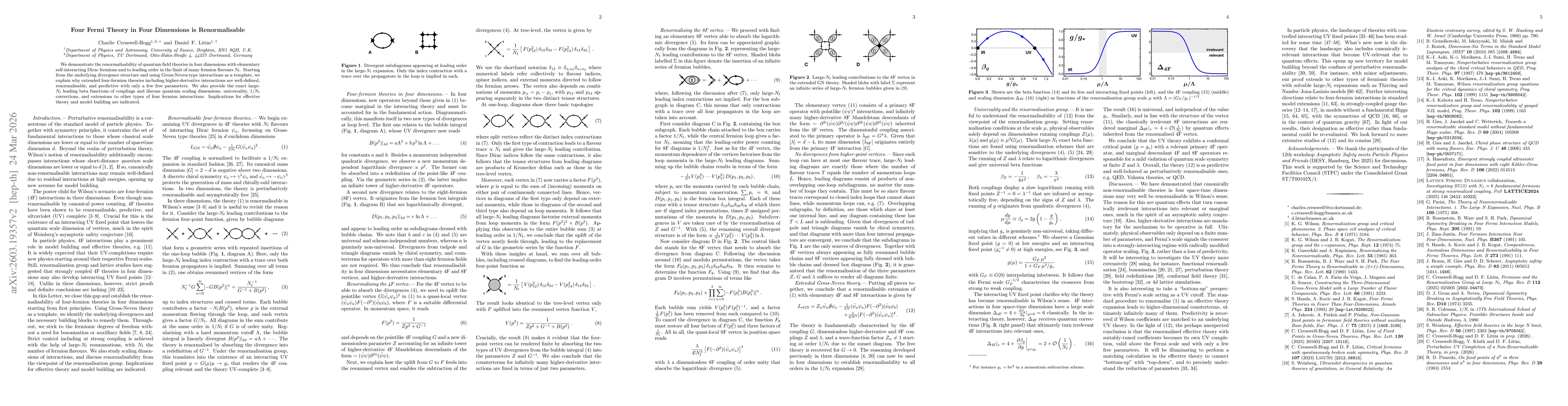 Thumbnail for Four Fermi Theory in Four Dimensions is Renormalisable