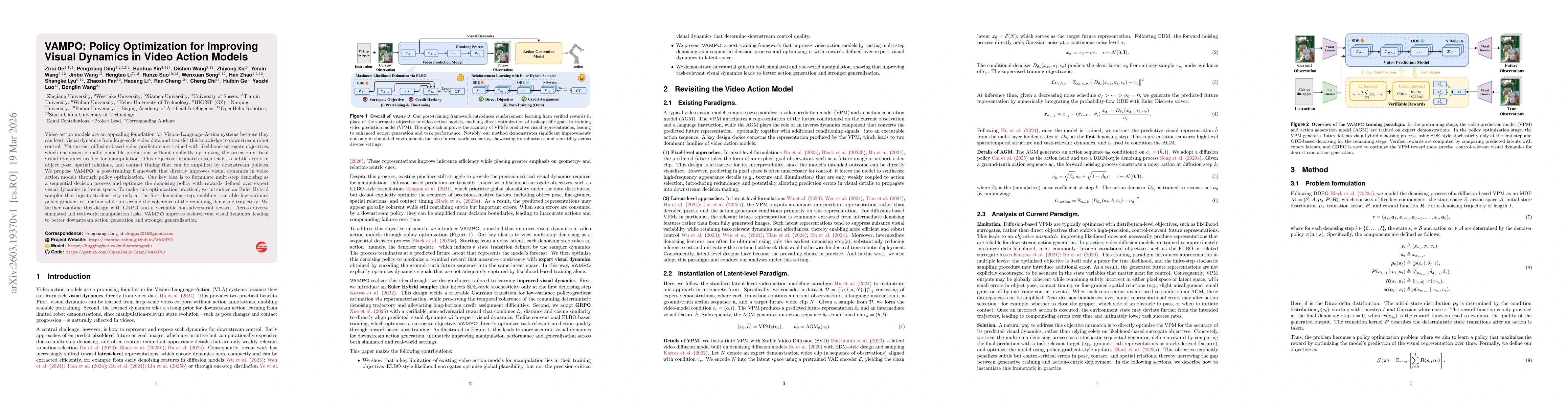 Thumbnail for VAMPO: Policy Optimization for Improving Visual Dynamics in Video Action Models