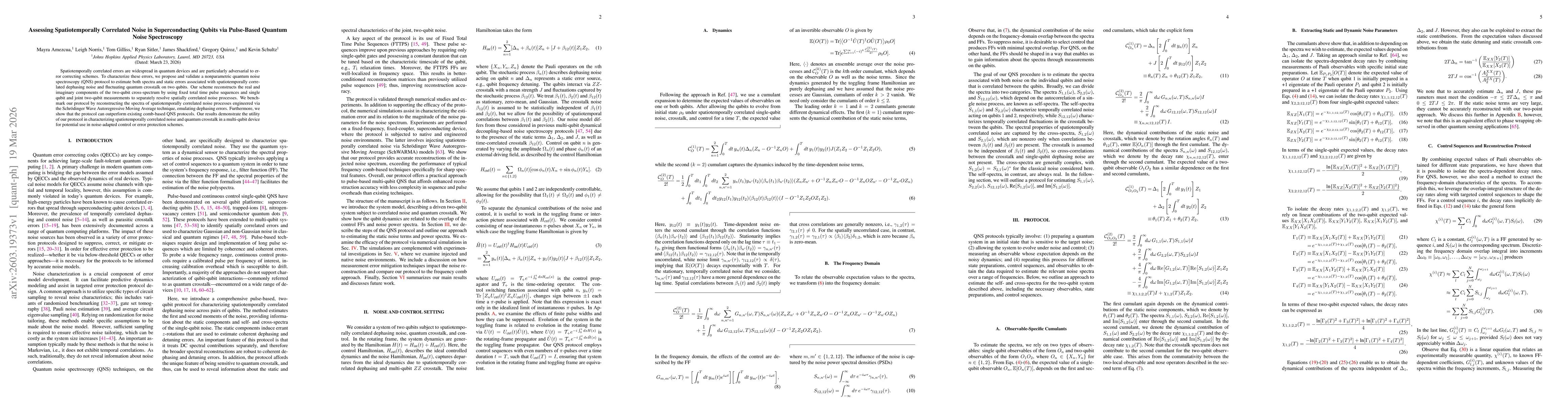 Thumbnail for Assessing Spatiotemporally Correlated Noise in Superconducting Qubits via Pulse-Based Quantum Noise Spectroscopy