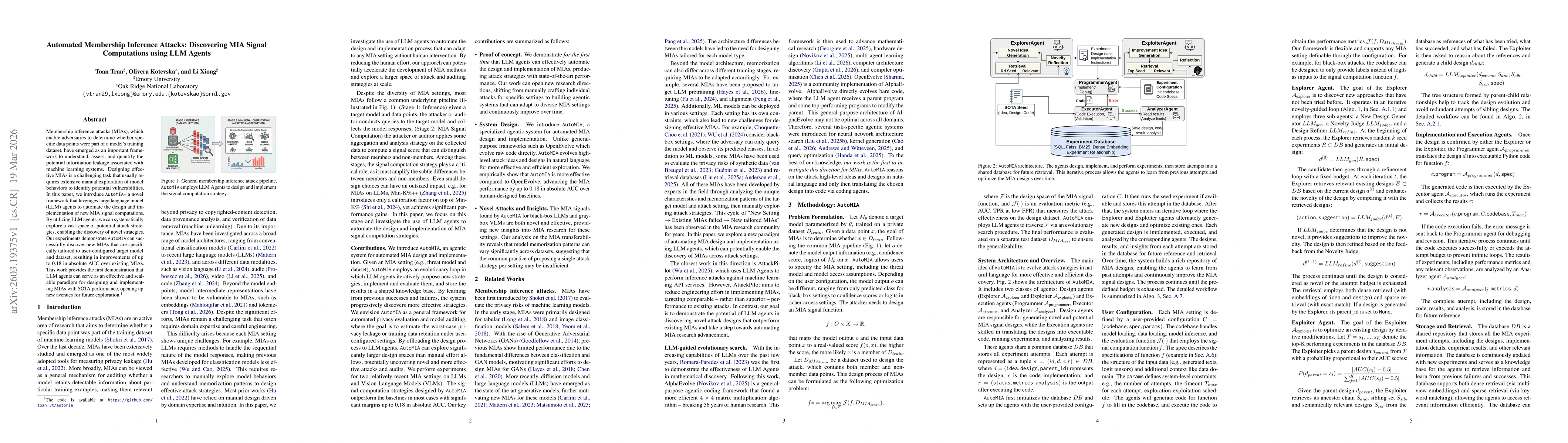 Thumbnail for Automated Membership Inference Attacks: Discovering MIA Signal Computations using LLM Agents