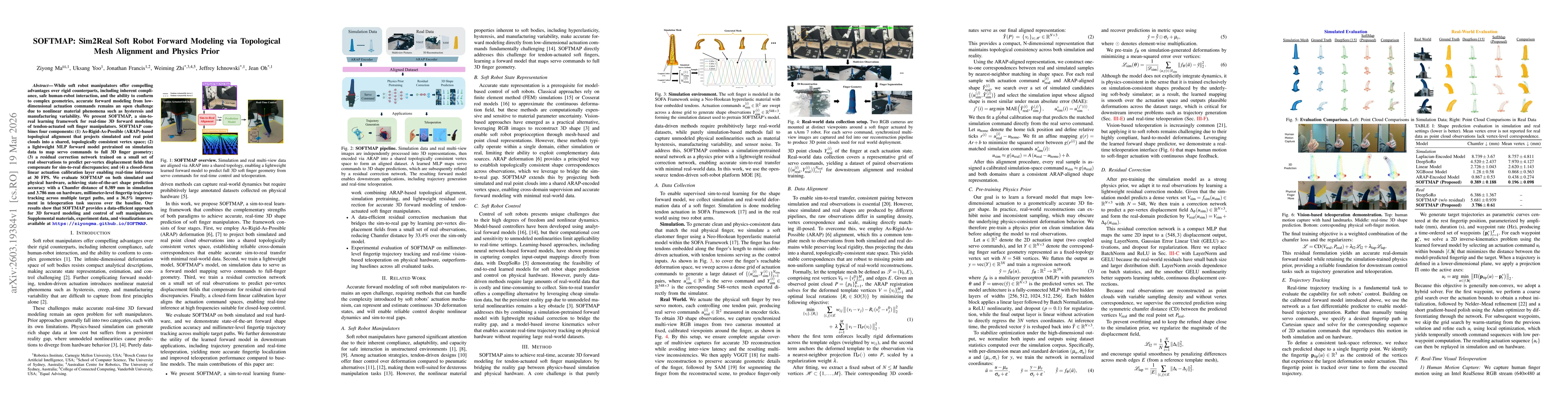 Thumbnail for SOFTMAP: Sim2Real Soft Robot Forward Modeling via Topological Mesh Alignment and Physics Prior
