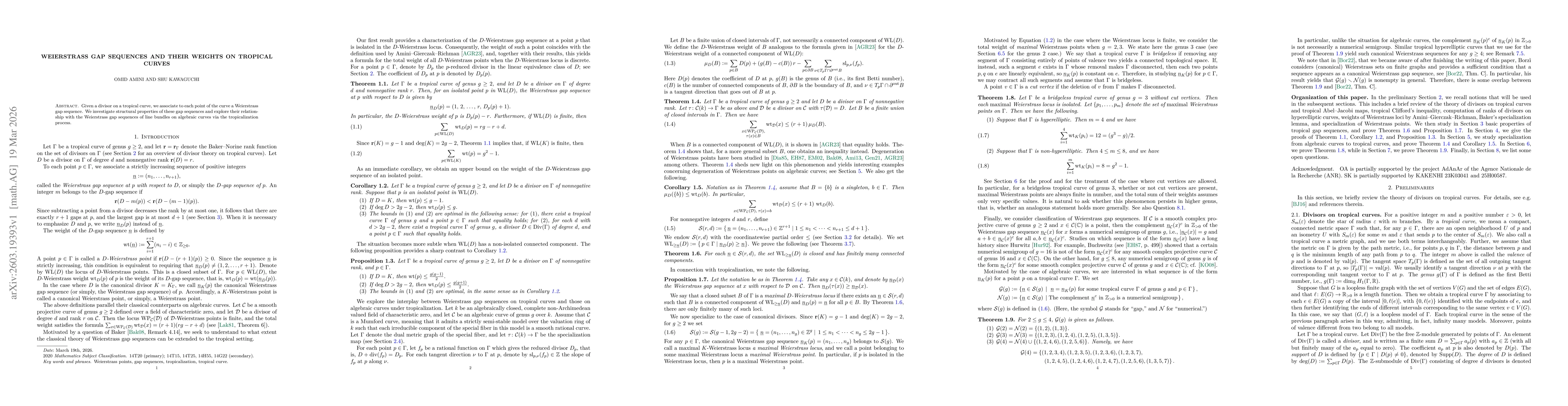 Thumbnail for Weierstrass gap sequences and their weights on tropical curves