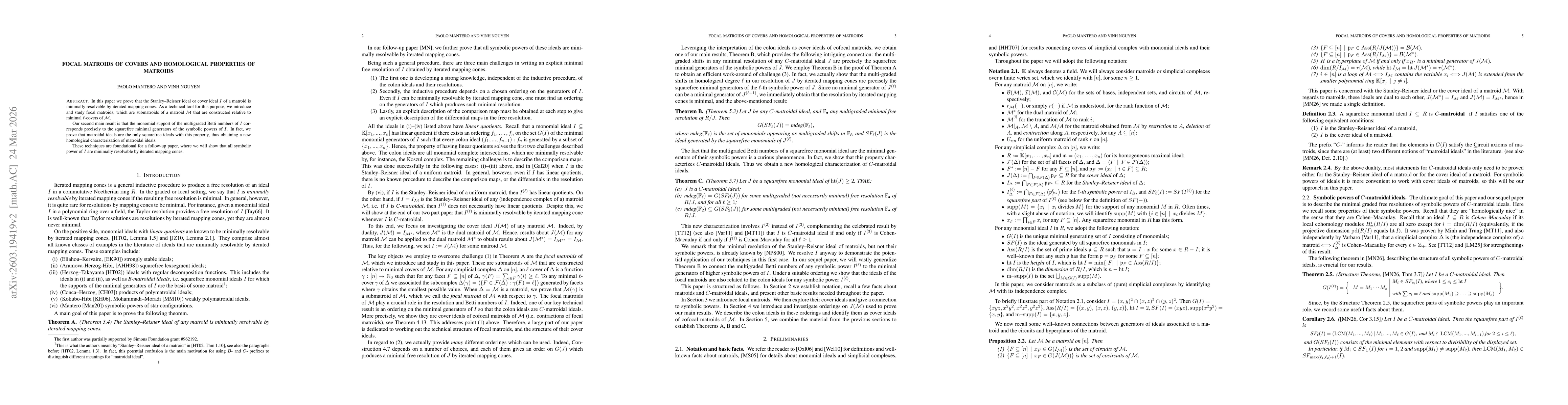 Thumbnail for Focal matroids of covers and homological properties of matroids