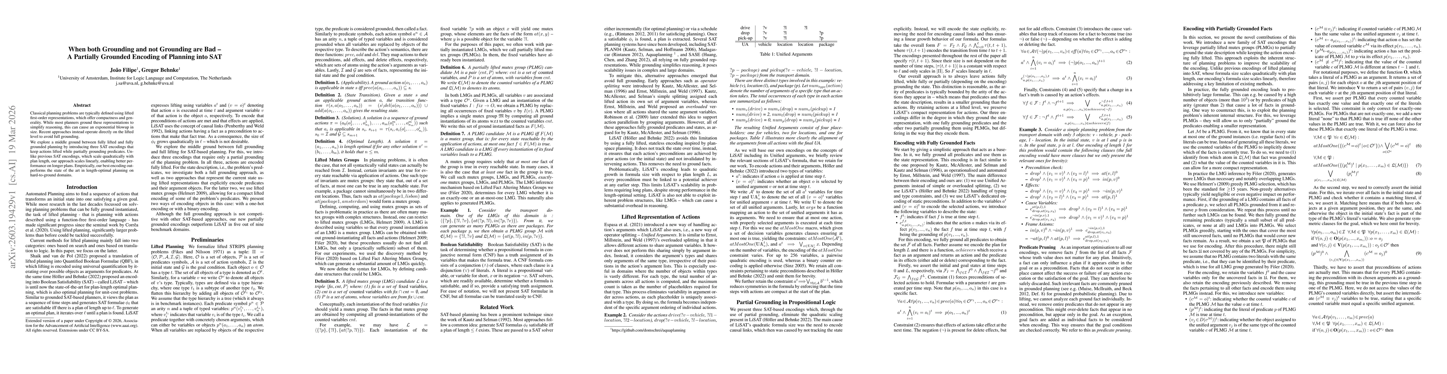 Thumbnail for When both Grounding and not Grounding are Bad -- A Partially Grounded Encoding of Planning into SAT (Extended Version)