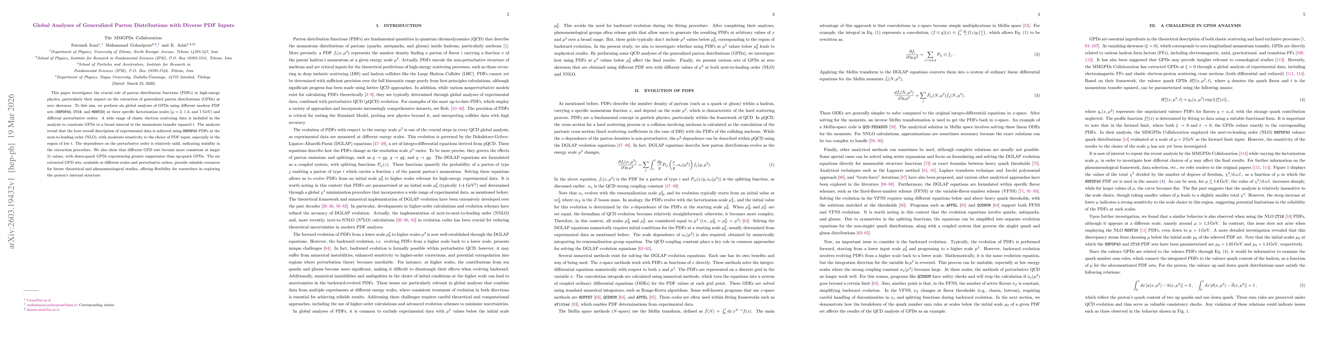 Thumbnail for Global Analyses of Generalized Parton Distributions with Diverse PDF Inputs