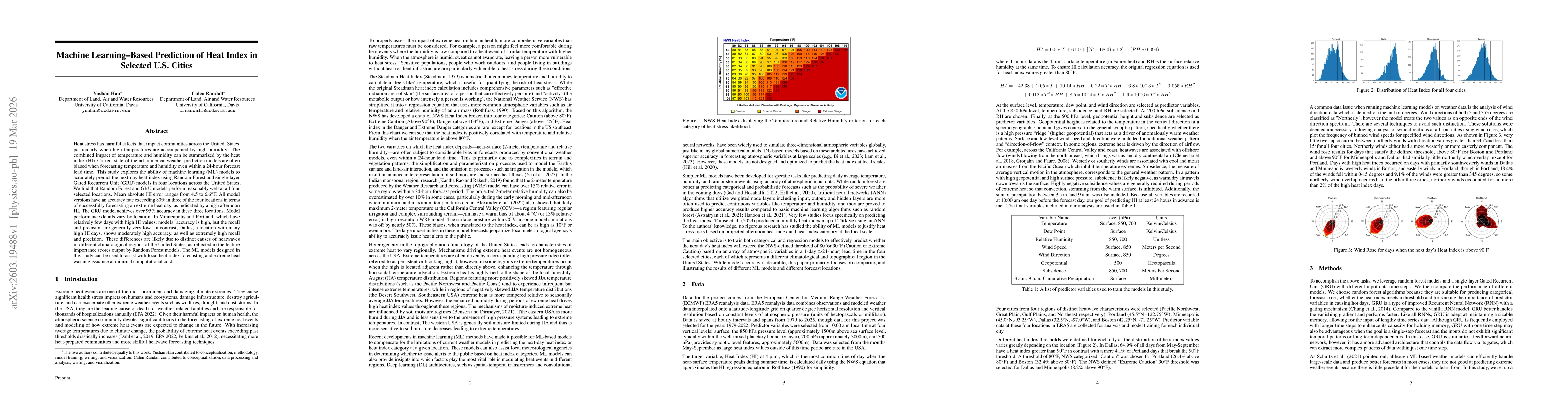 Thumbnail for Machine Learning-Based Prediction of Heat Index in Selected U.S. Cities