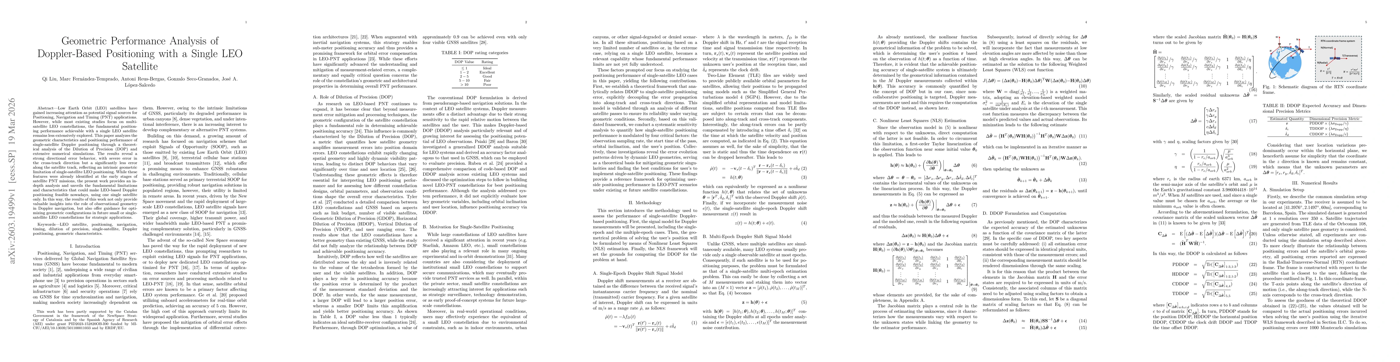 Thumbnail for Geometric Performance Analysis of Doppler-Based Positioning with a Single LEO Satellite
