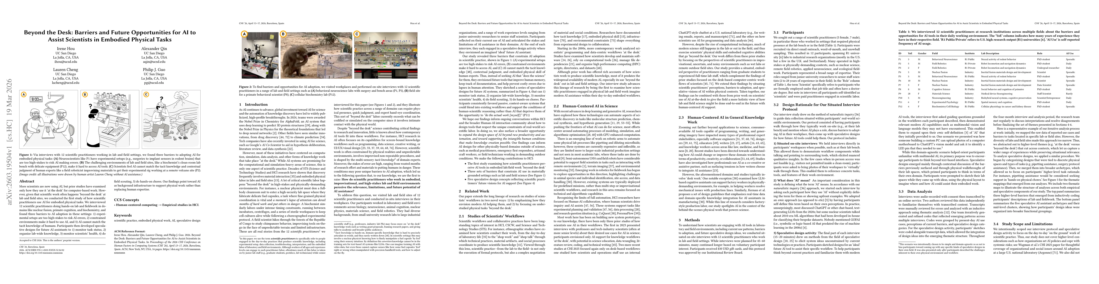 Thumbnail for Beyond the Desk: Barriers and Future Opportunities for AI to Assist Scientists in Embodied Physical Tasks
