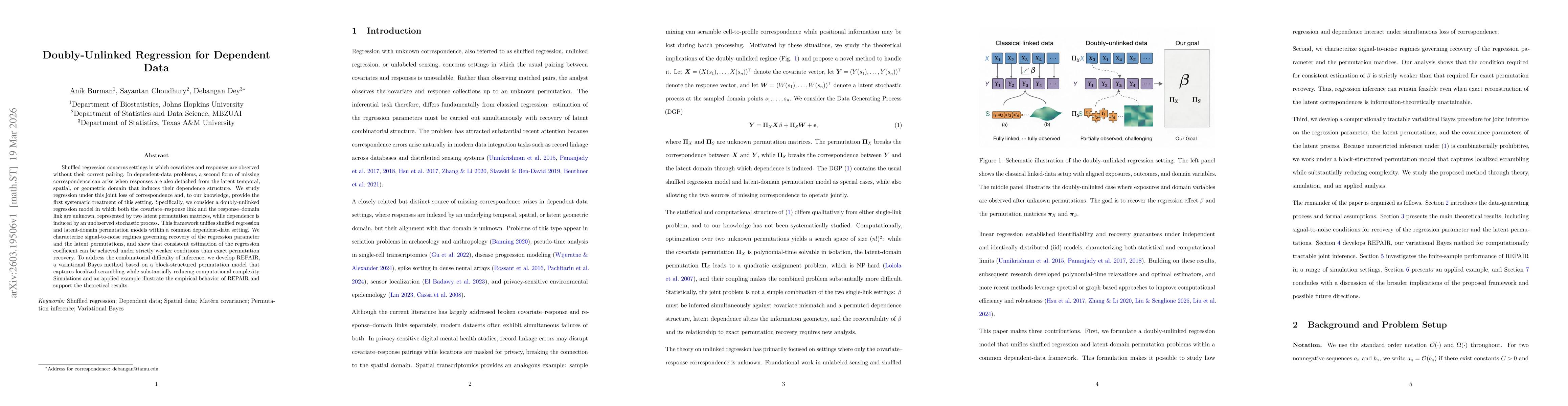Thumbnail for Doubly-Unlinked Regression for Dependent Data