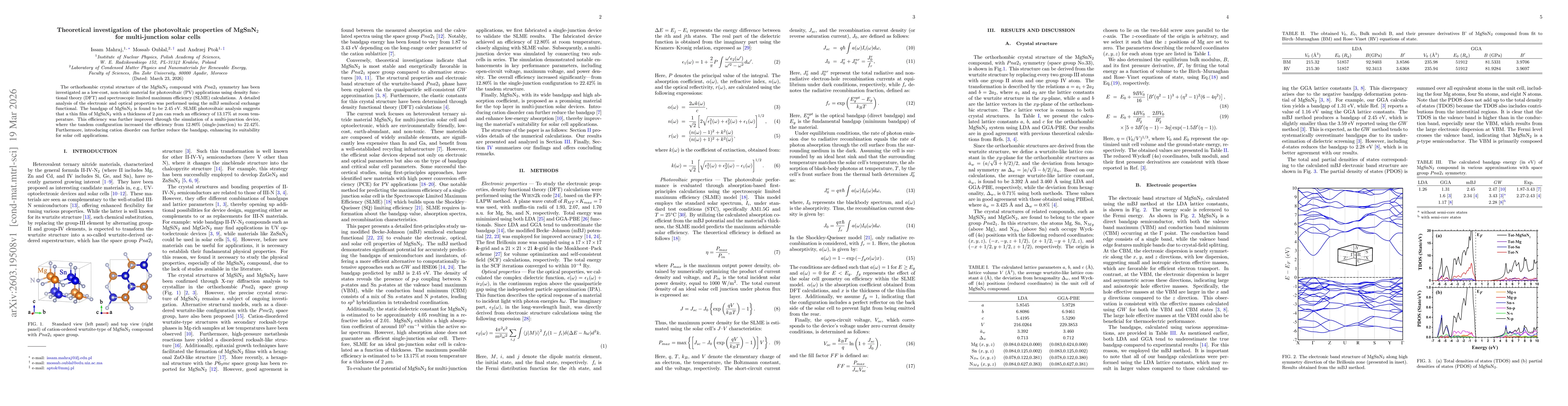Thumbnail for Theoretical investigation of the photovoltaic properties of MgSnN$_{2}$ for multi-junction solar cells