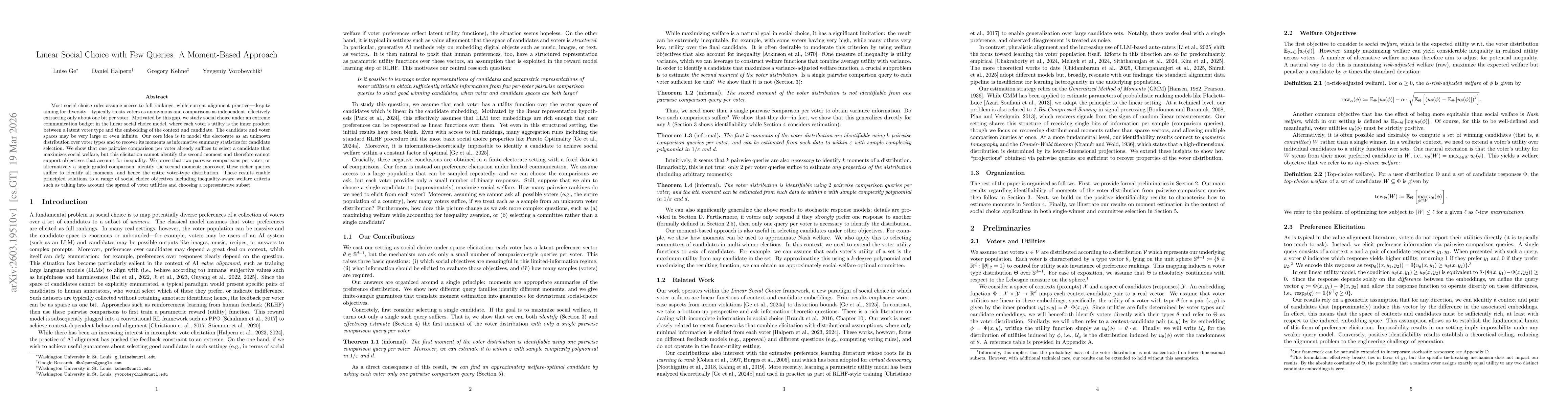 Thumbnail for Linear Social Choice with Few Queries: A Moment-Based Approach