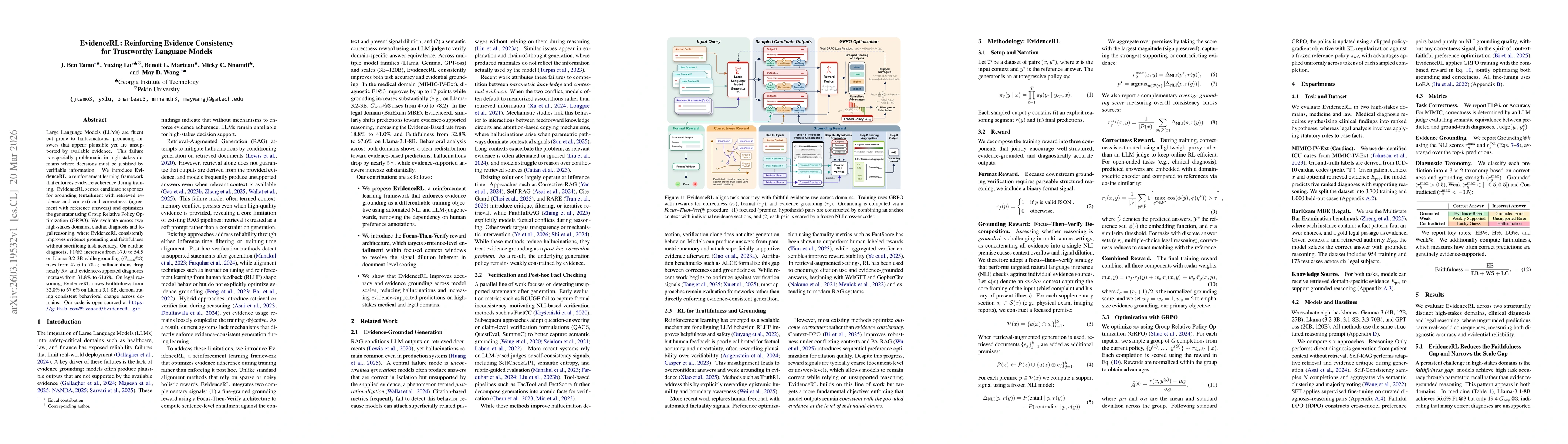 Thumbnail for EvidenceRL: Reinforcing Evidence Consistency for Trustworthy Language Models