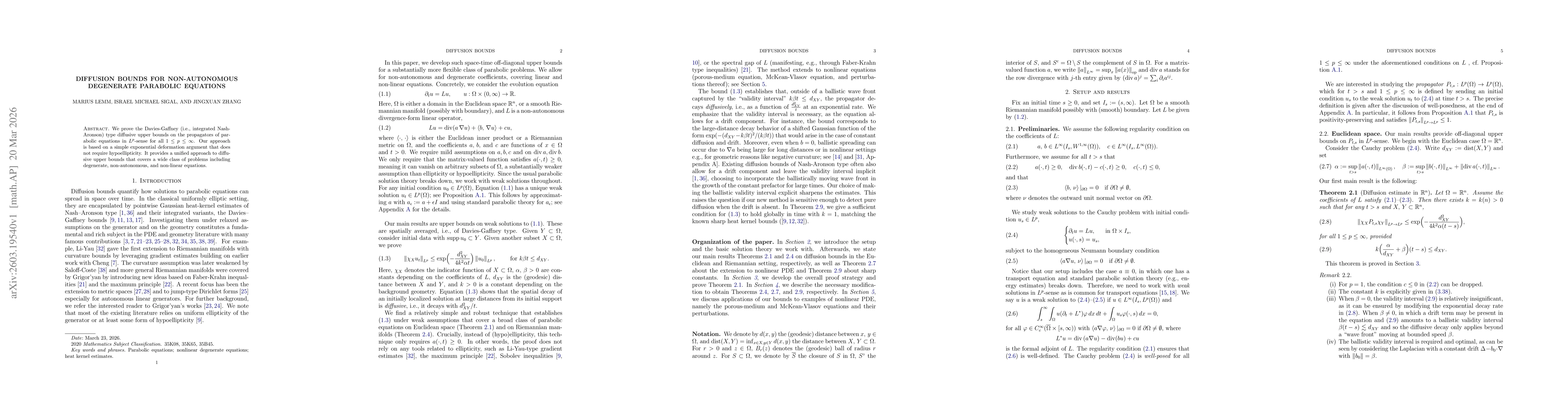 Thumbnail for Diffusion bounds for non-autonomous degenerate parabolic equations