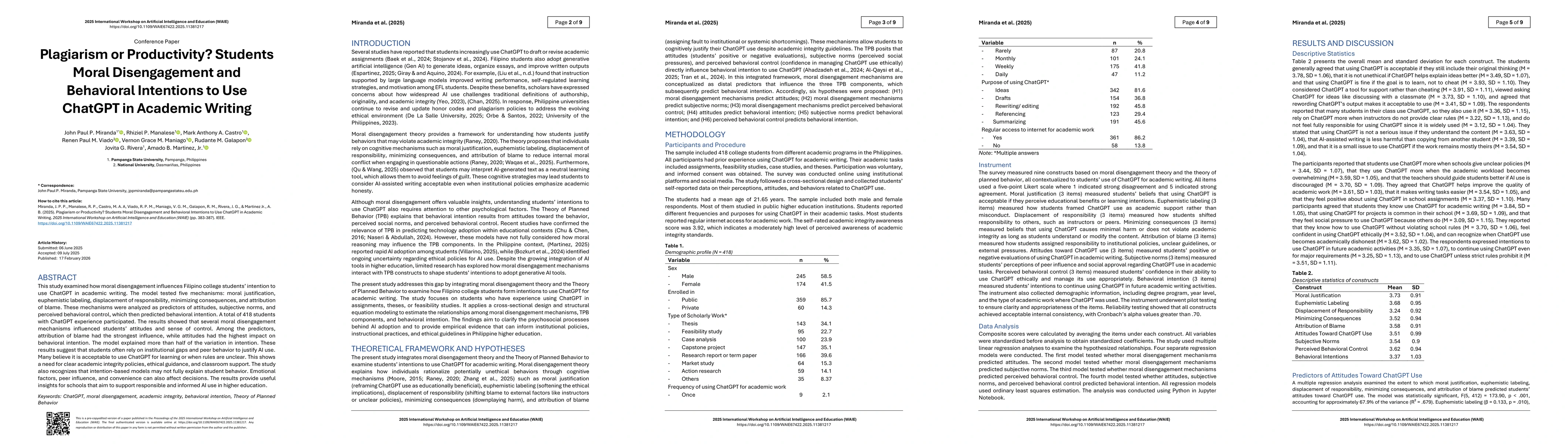 Thumbnail for Plagiarism or Productivity? Students Moral Disengagement and Behavioral Intentions to Use ChatGPT in Academic Writing