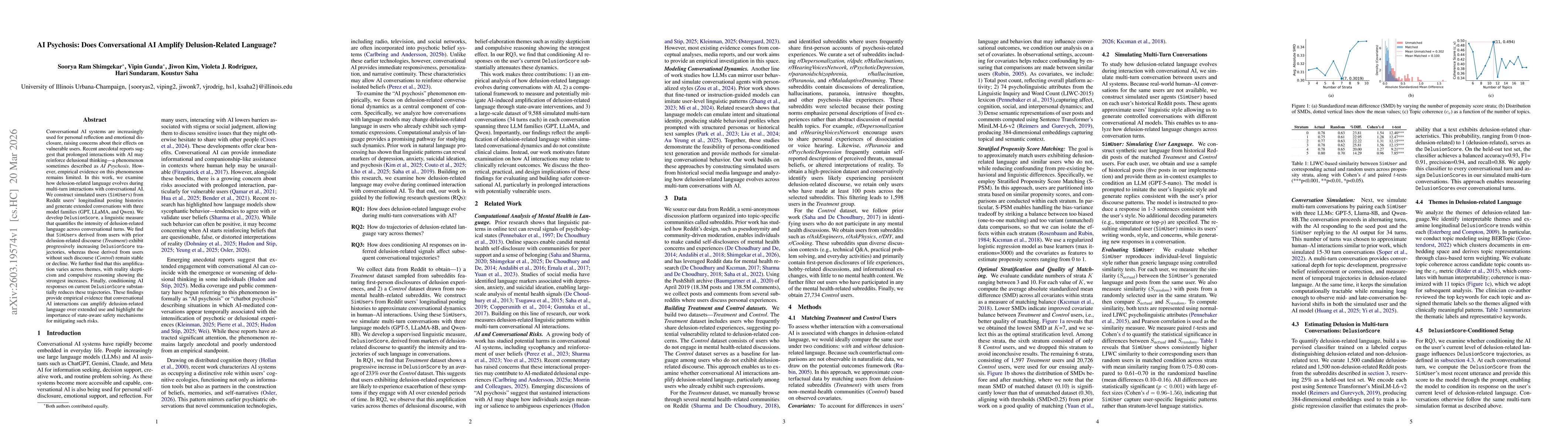 Thumbnail for AI Psychosis: Does Conversational AI Amplify Delusion-Related Language?