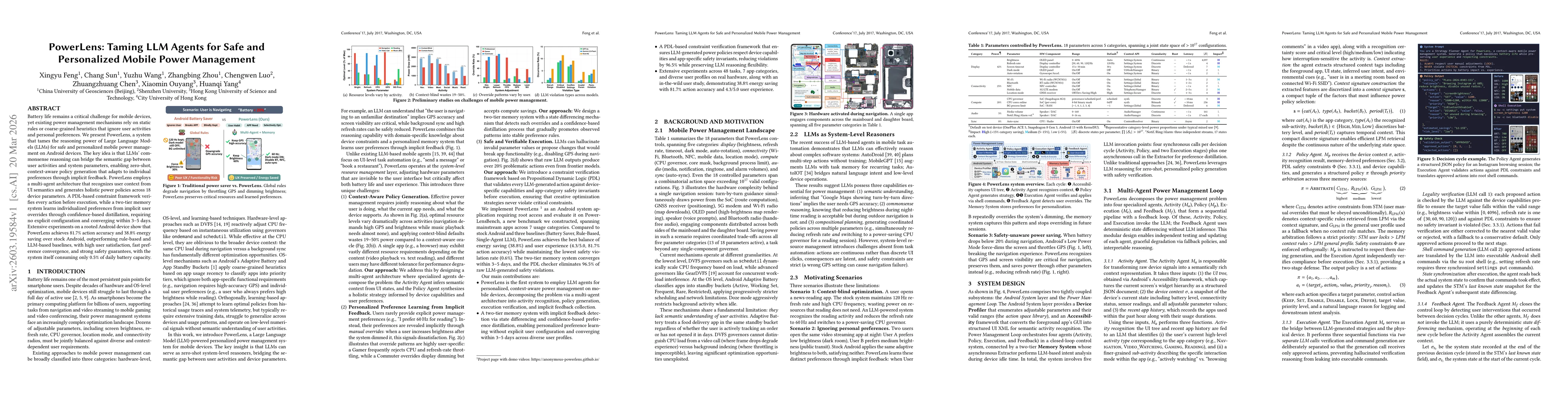 Thumbnail for PowerLens: Taming LLM Agents for Safe and Personalized Mobile Power Management
