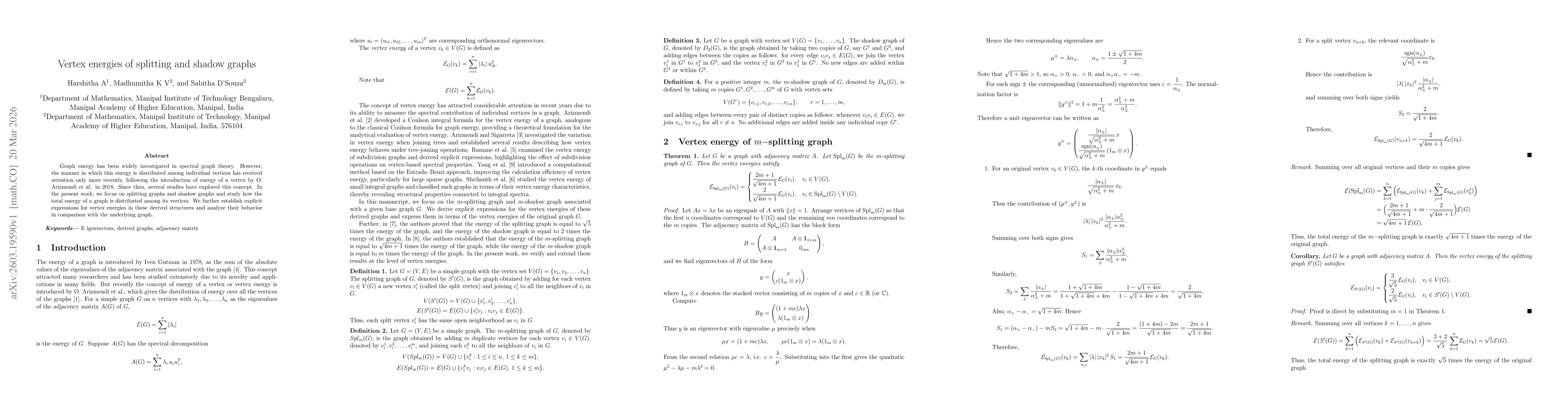 Thumbnail for Vertex energies of splitting and shadow graphs
