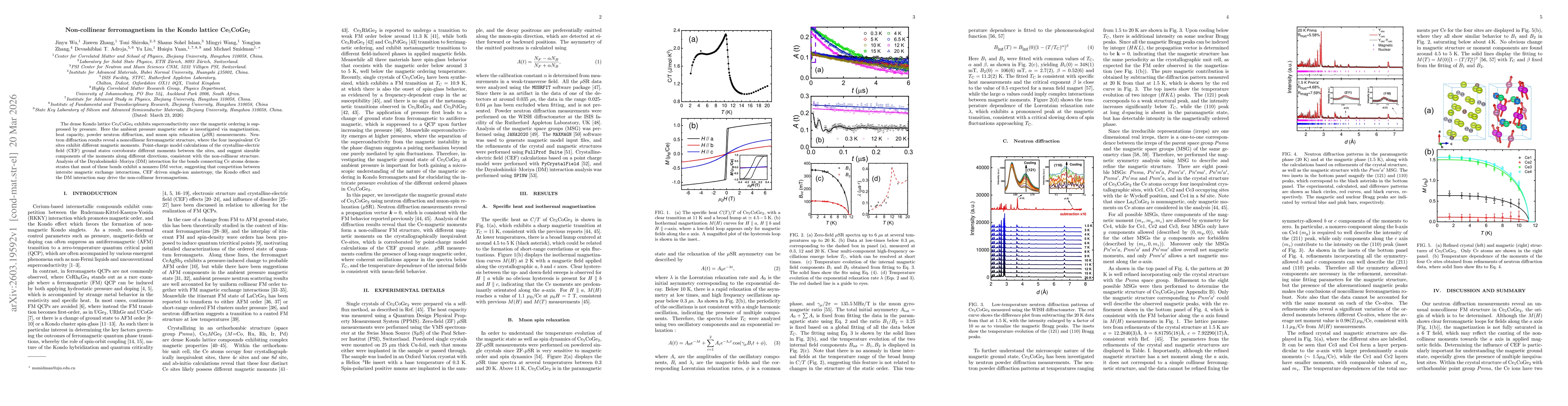 Thumbnail for Non-collinear ferromagnetism in the Kondo lattice Ce$_5$CoGe$_2$