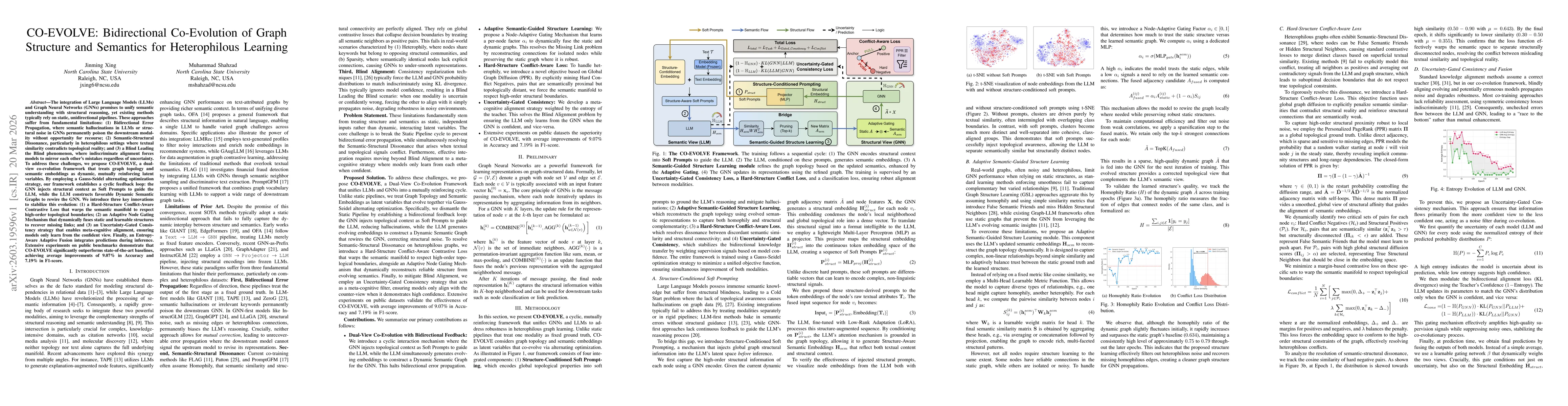 Thumbnail for CO-EVOLVE: Bidirectional Co-Evolution of Graph Structure and Semantics for Heterophilous Learning