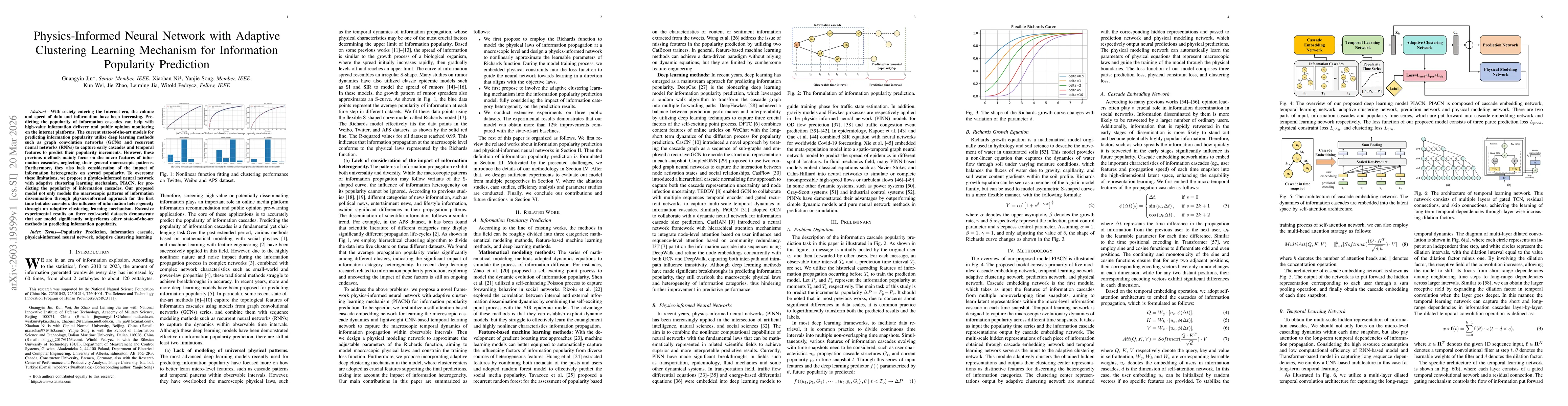 Thumbnail for Physics-Informed Neural Network with Adaptive Clustering Learning Mechanism for Information Popularity Prediction