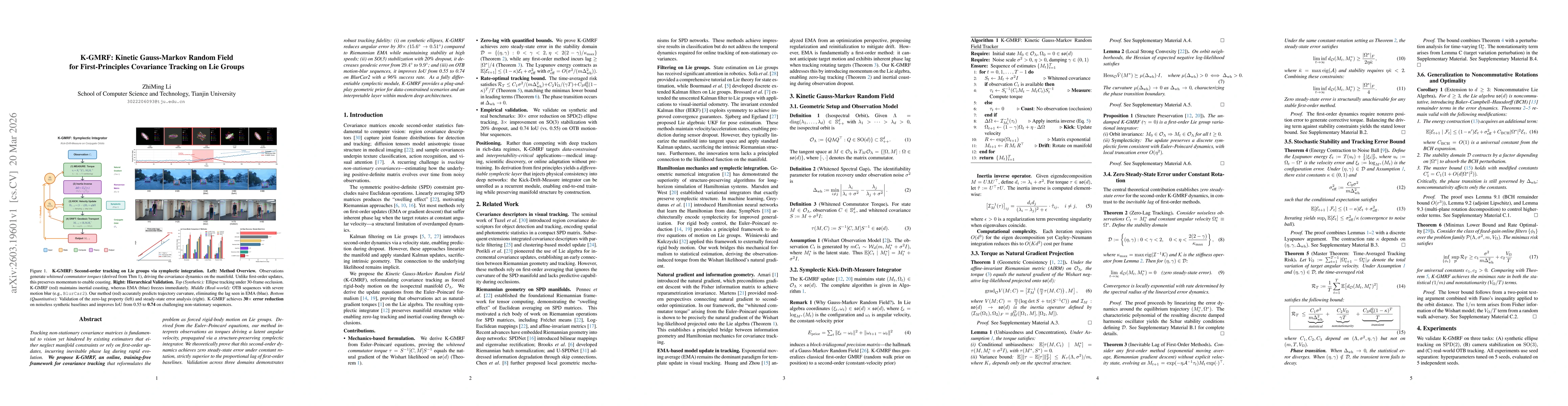 Thumbnail for K-GMRF: Kinetic Gauss-Markov Random Field for First-Principles Covariance Tracking on Lie Groups