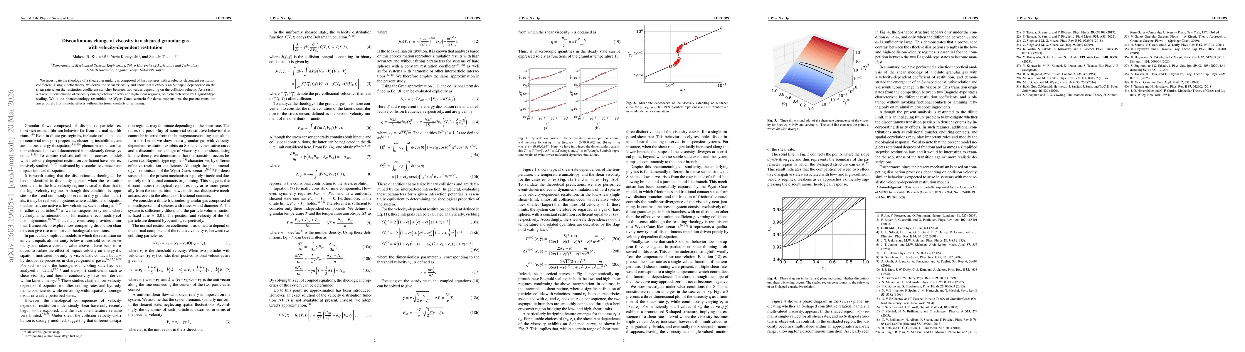 Thumbnail for Discontinuous change of viscosity in a sheared granular gas with velocity-dependent restitution