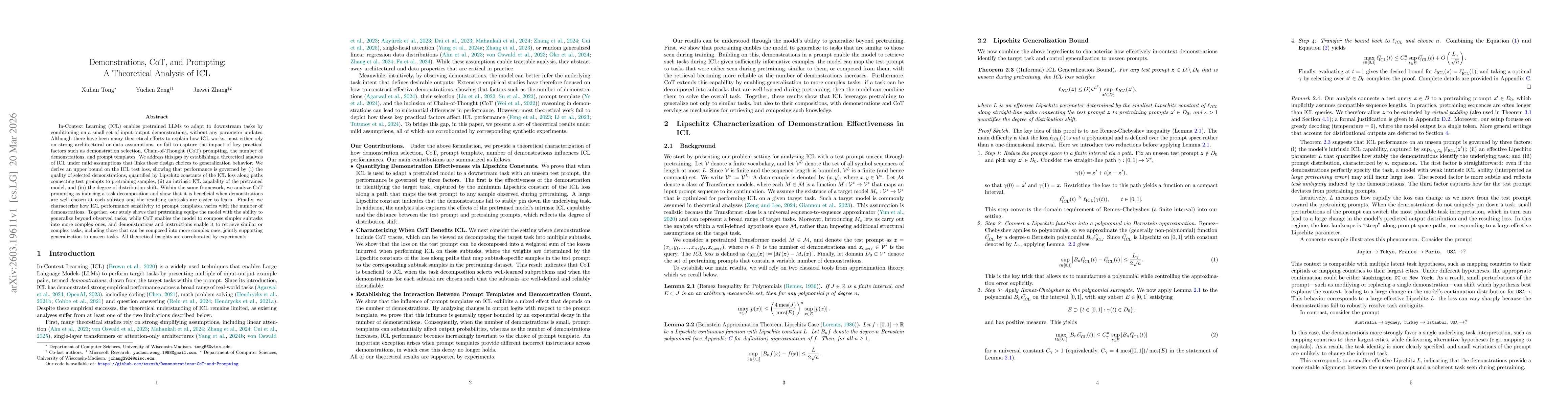 Thumbnail for Demonstrations, CoT, and Prompting: A Theoretical Analysis of ICL