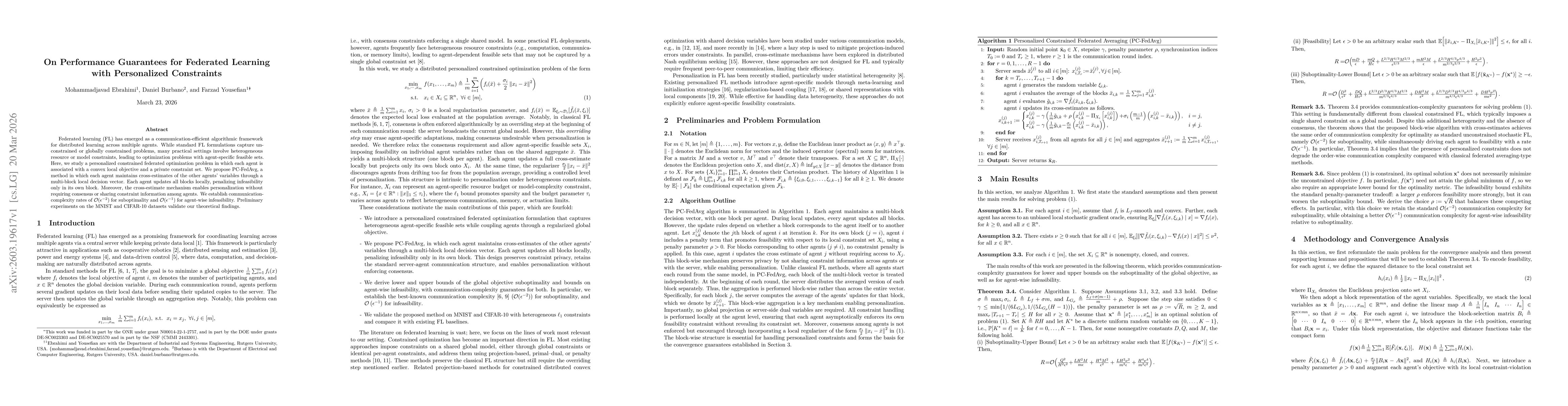 Thumbnail for On Performance Guarantees for Federated Learning with Personalized Constraints