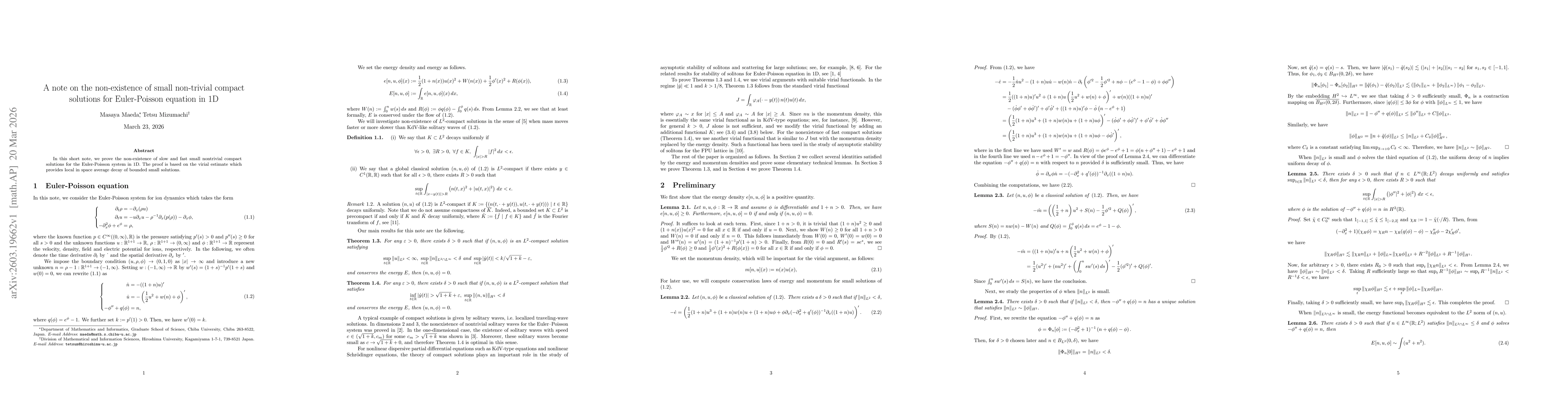Thumbnail for A note on the non-existence of small non-trivial compact solutions for Euler-Poisson equation in 1D