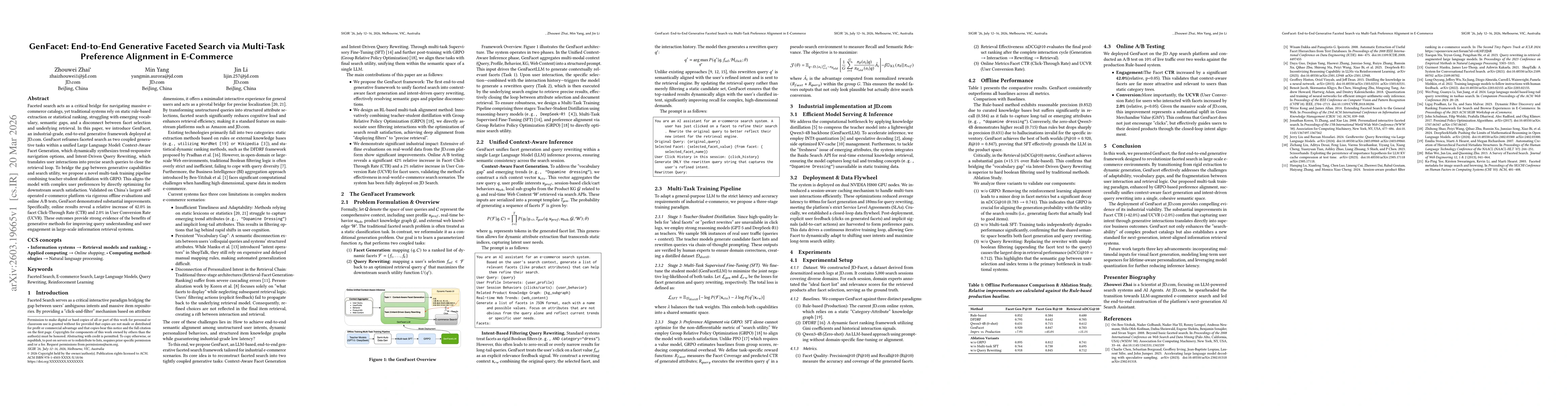 Thumbnail for GenFacet: End-to-End Generative Faceted Search via Multi-Task Preference Alignment in E-Commerce