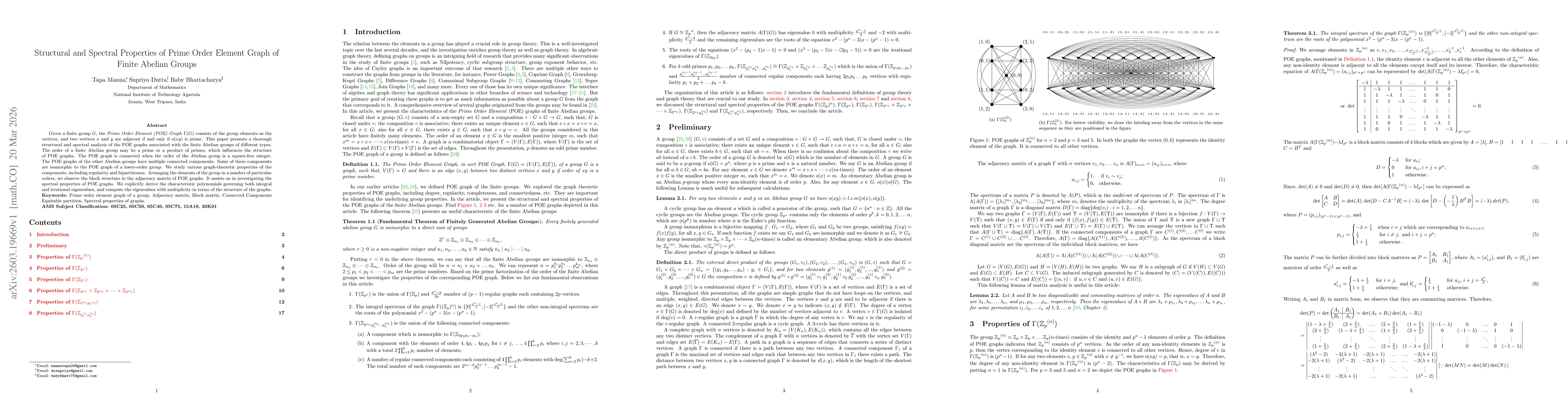 Thumbnail for Structural and Spectral Properties of Prime Order Element Graph of Finite Abelian Groups