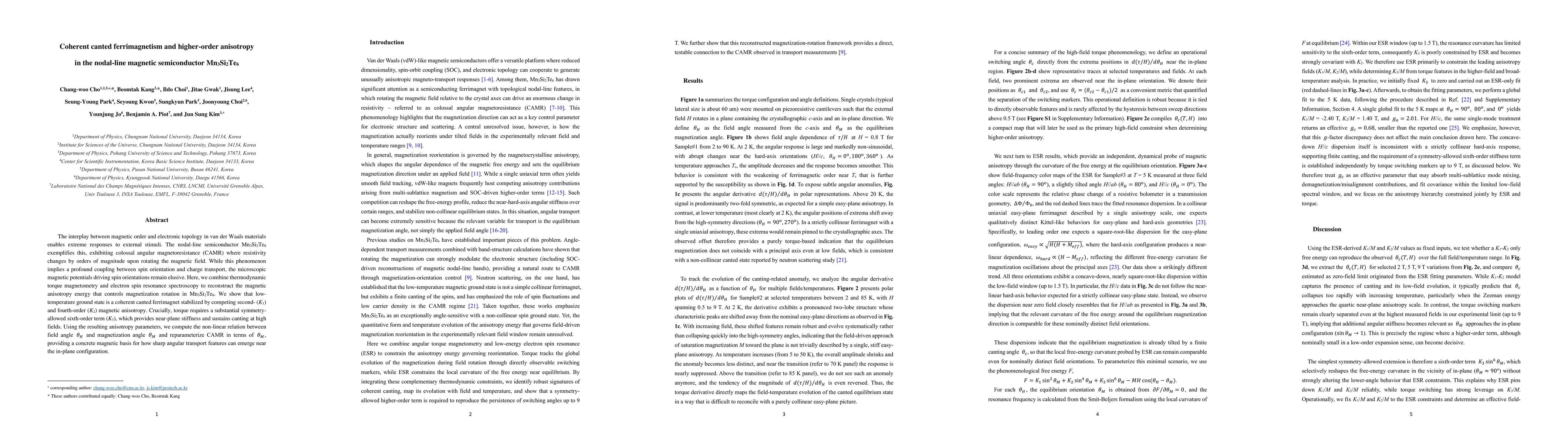 Thumbnail for Coherent canted ferrimagnetism and higher-order anisotropy in the nodal-line magnetic semiconductor Mn3Si2Te6