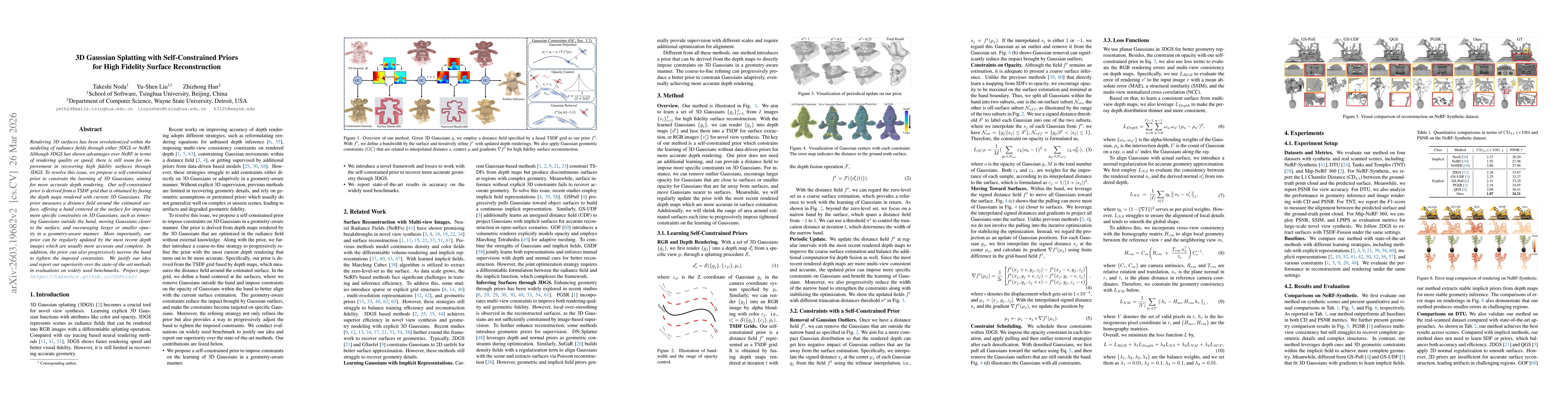 Thumbnail for 3D Gaussian Splatting with Self-Constrained Priors for High Fidelity Surface Reconstruction