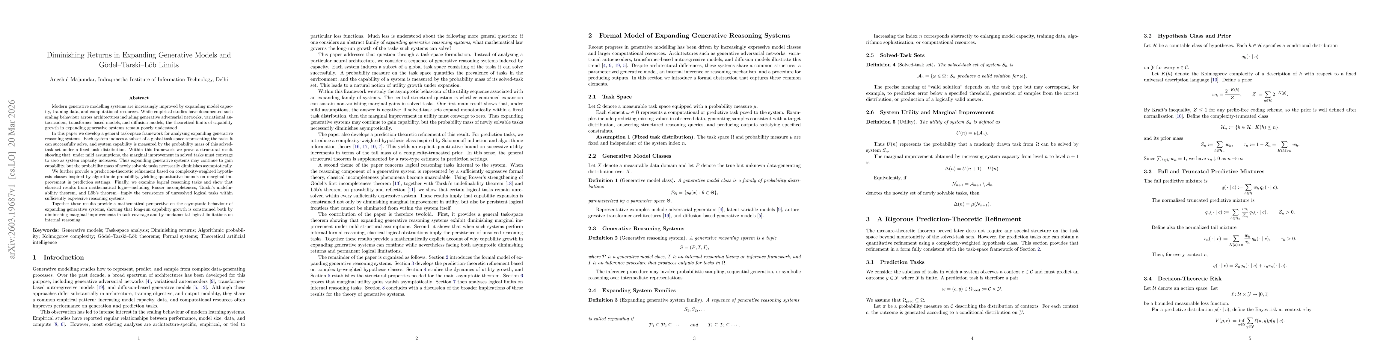 Thumbnail for Diminishing Returns in Expanding Generative Models and Godel-Tarski-Lob Limits