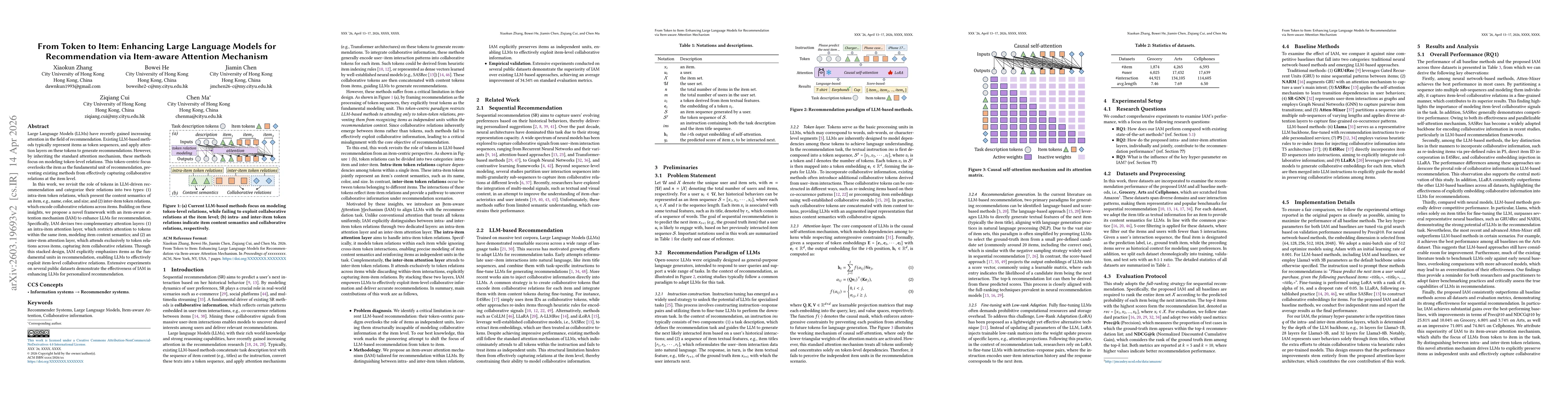 Thumbnail for From Token to Item: Enhancing Large Language Models for Recommendation via Item-aware Attention Mechanism