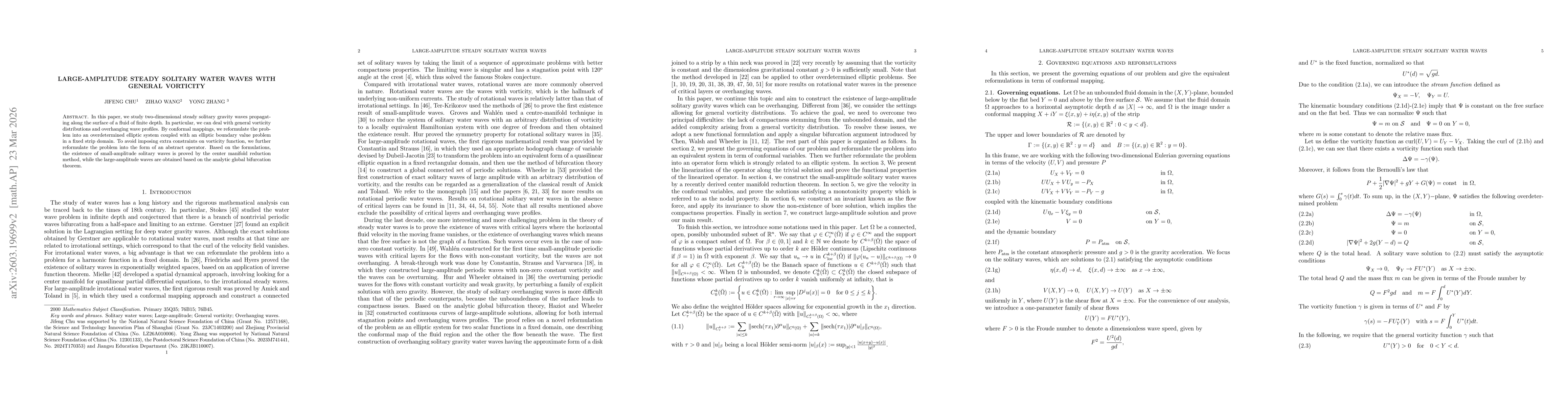 Thumbnail for Large-Amplitude Steady solitary water waves with general vorticity