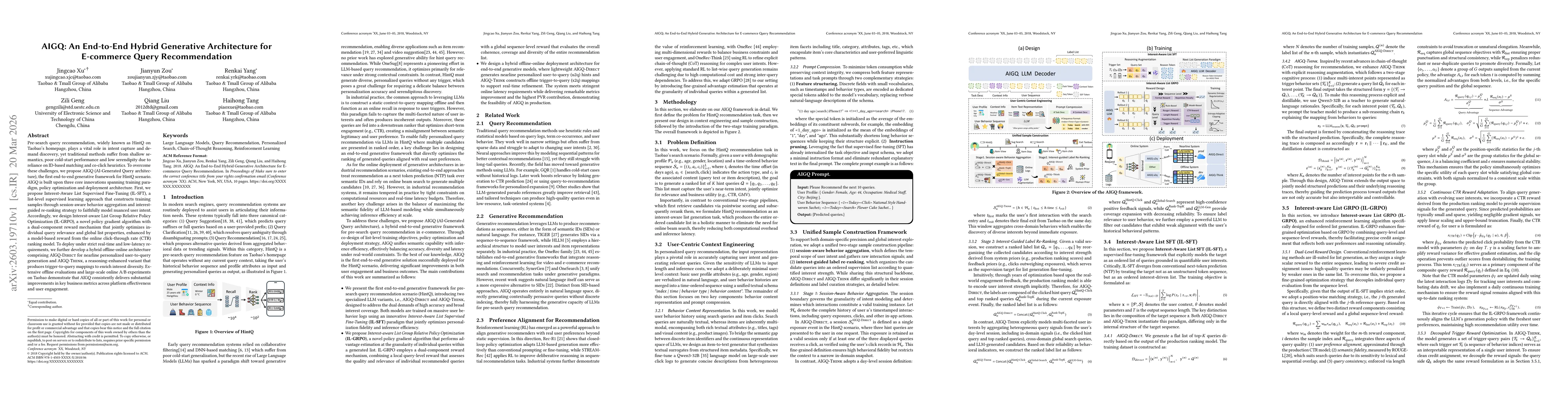 Thumbnail for AIGQ: An End-to-End Hybrid Generative Architecture for E-commerce Query Recommendation